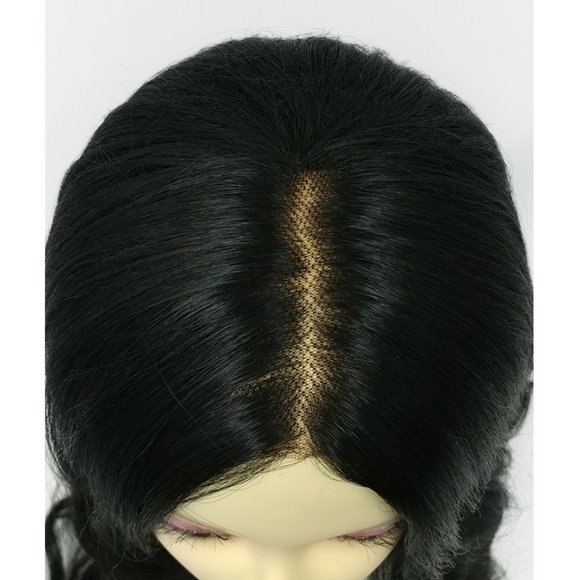 Lace front black long wavy wig main image 4